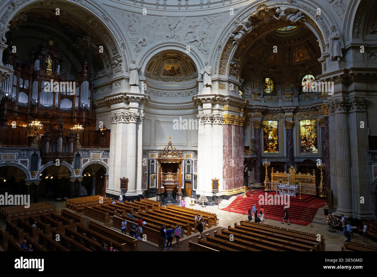 Germany: Inside Berlin Cathedral (Berliner Dom) with organ and altar Stock Photo