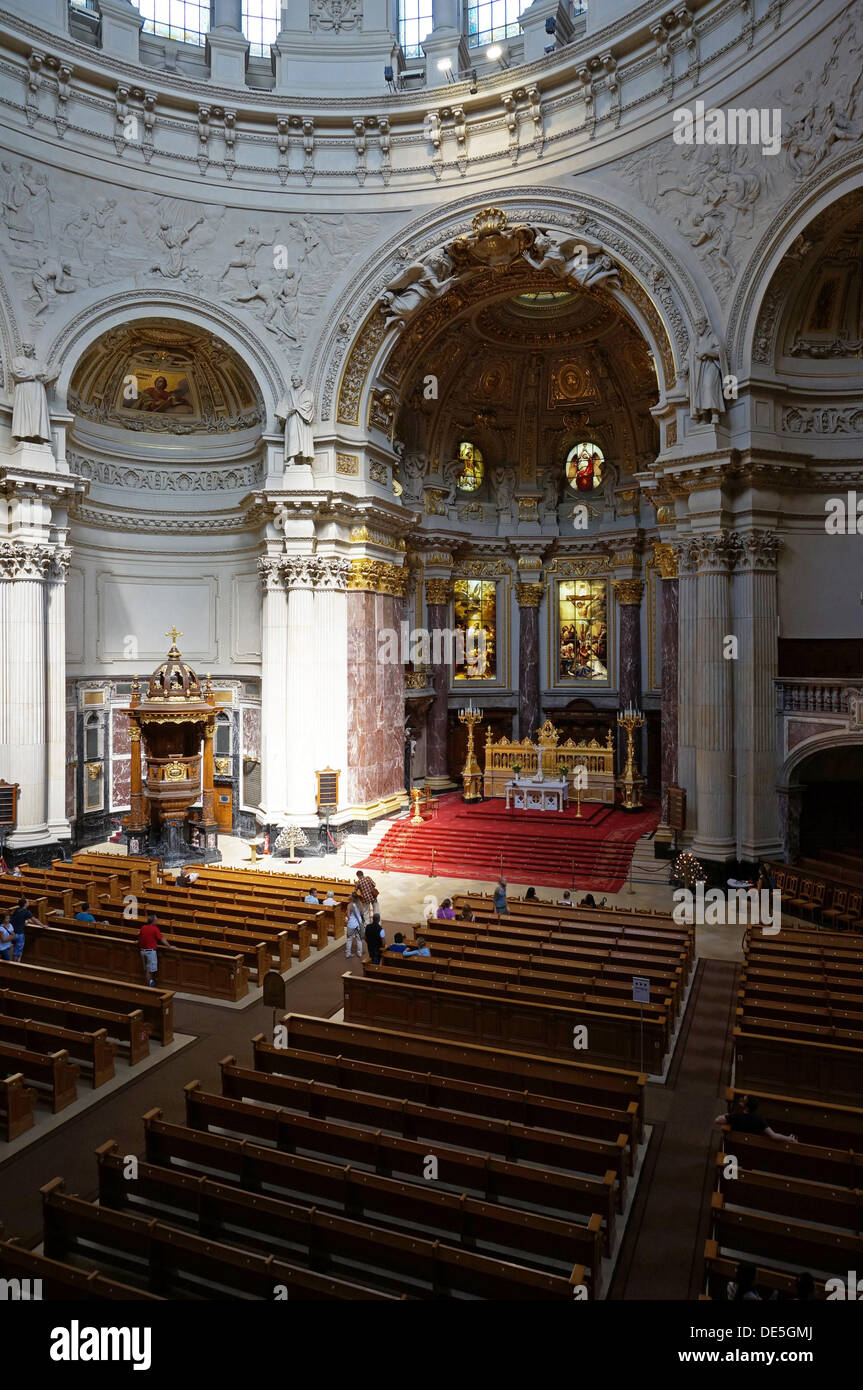 Germany: Inside Berlin Cathedral (Berliner Dom) with altar Stock Photo