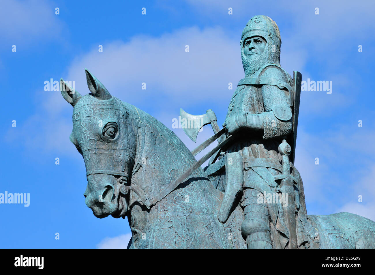 Equestrian statue of Robert the Bruce at Bannockburn, Stirling, Scotland Stock Photo