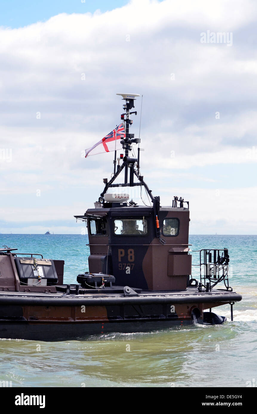 Detail of a modern British Army landing craft taking part in a military show as part of Bournemouth Air Festival 2013 Stock Photo