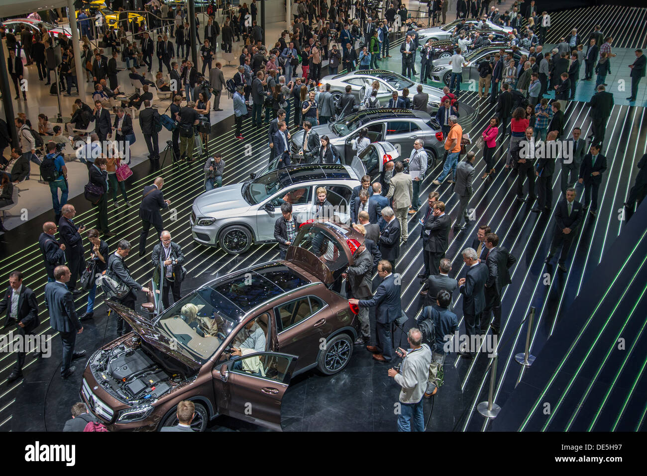 EXHIBITION STAND of Mercedes-Benz at the Frankfurt International Motor Show (IAA) 2013 in Frankfurt, Germany Stock Photo