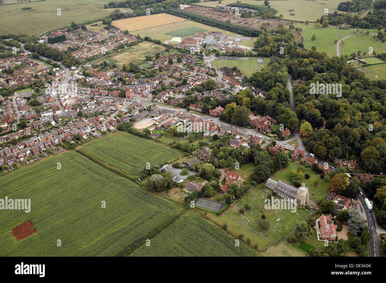 aerial view of Waddesdon village near Aylesbury, Buckinghamshire Stock Photo
