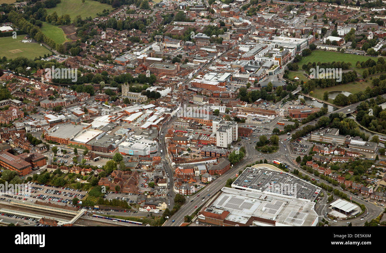 aerial view of Newbury town centre in Berkshire Stock Photo