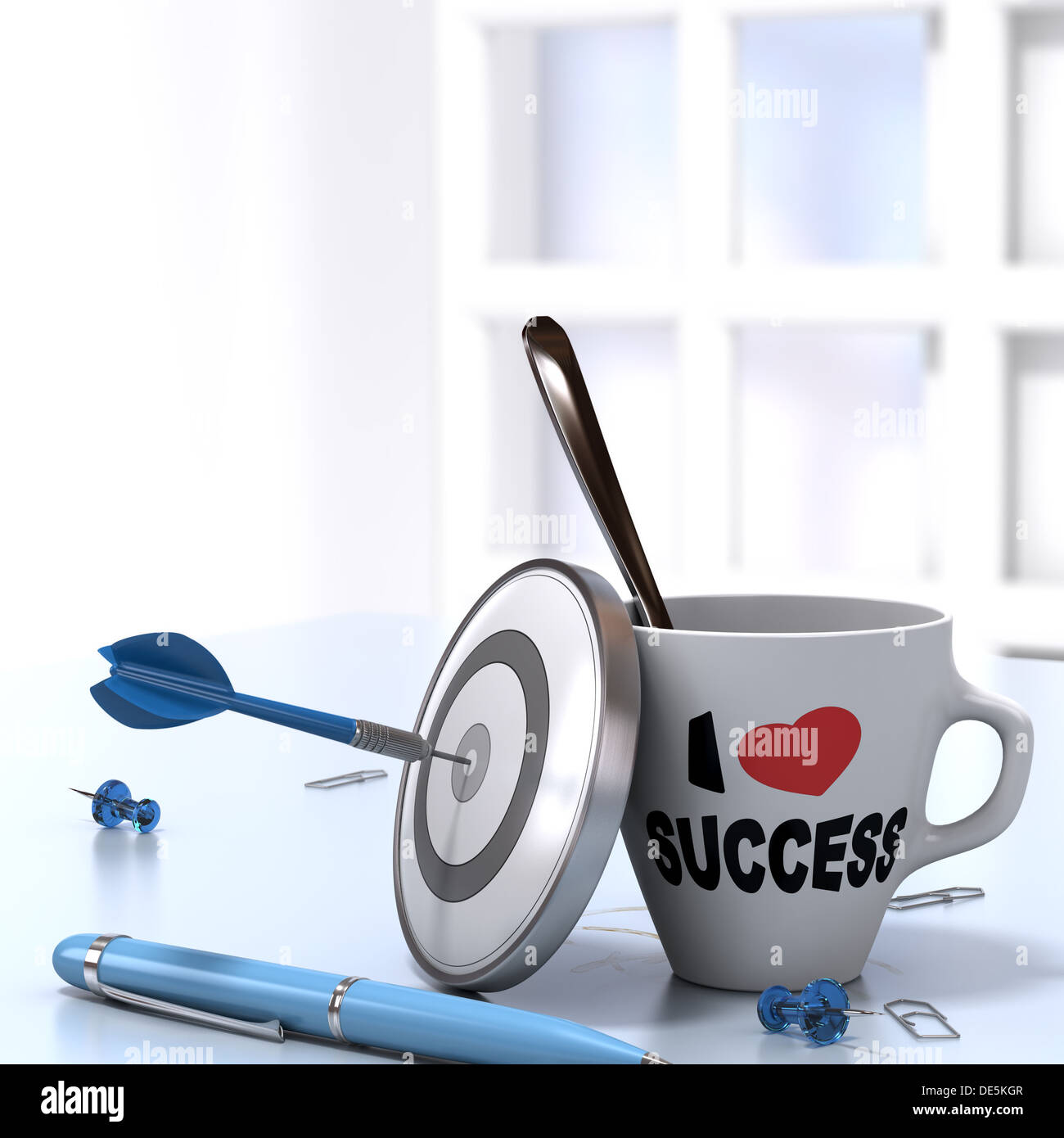 Successful Executive Concept consisting of one mug where it is written I love success Stock Photo