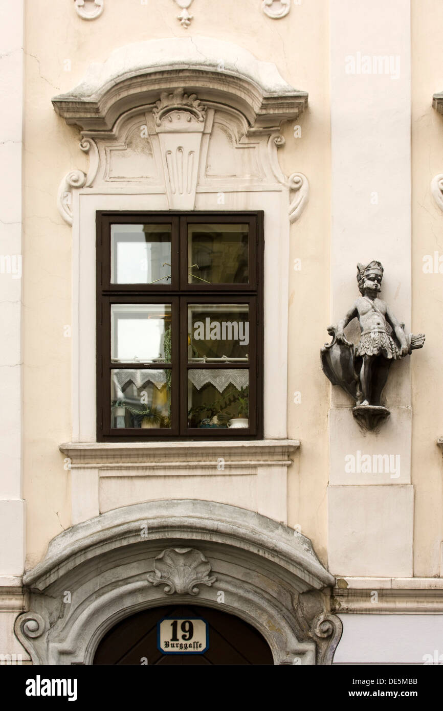 Österreich, Wien 7, Neubau, Spittelberg, Burggasse 19, Fassade des Gasthaus zum schwarzen Mohren. Stock Photo