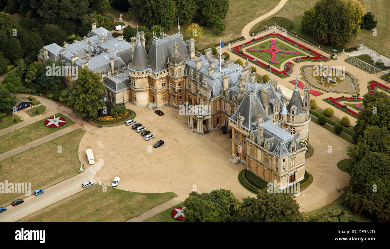 aerial view of Waddesdon Manor near Aylesbury, a Rothschilds Mansion Stock Photo