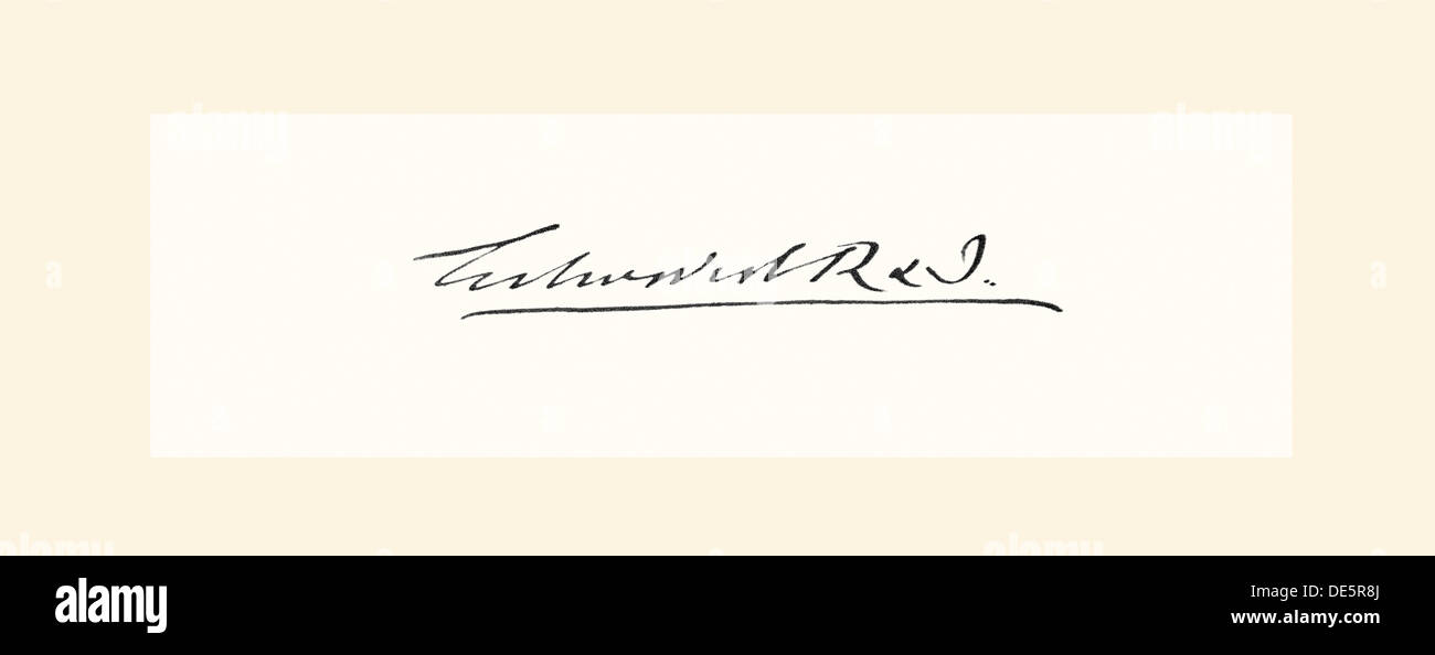 Signature of Edward VII , 1841 – 1910. King of the United Kingdom and the British Dominions and Emperor of India. Stock Photo
