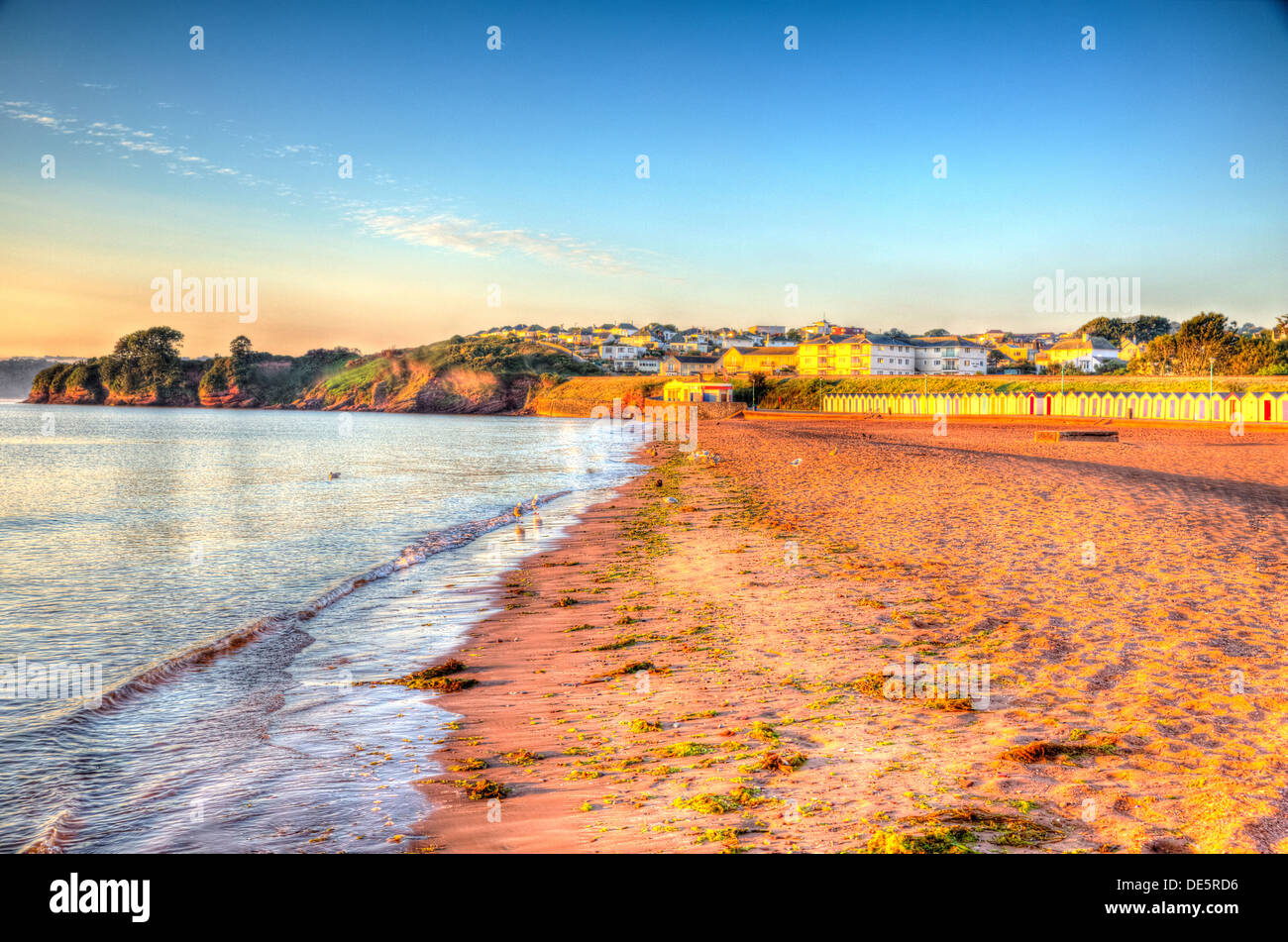 Goodrington beach near Paignton Devon with golden sand and blue sea in