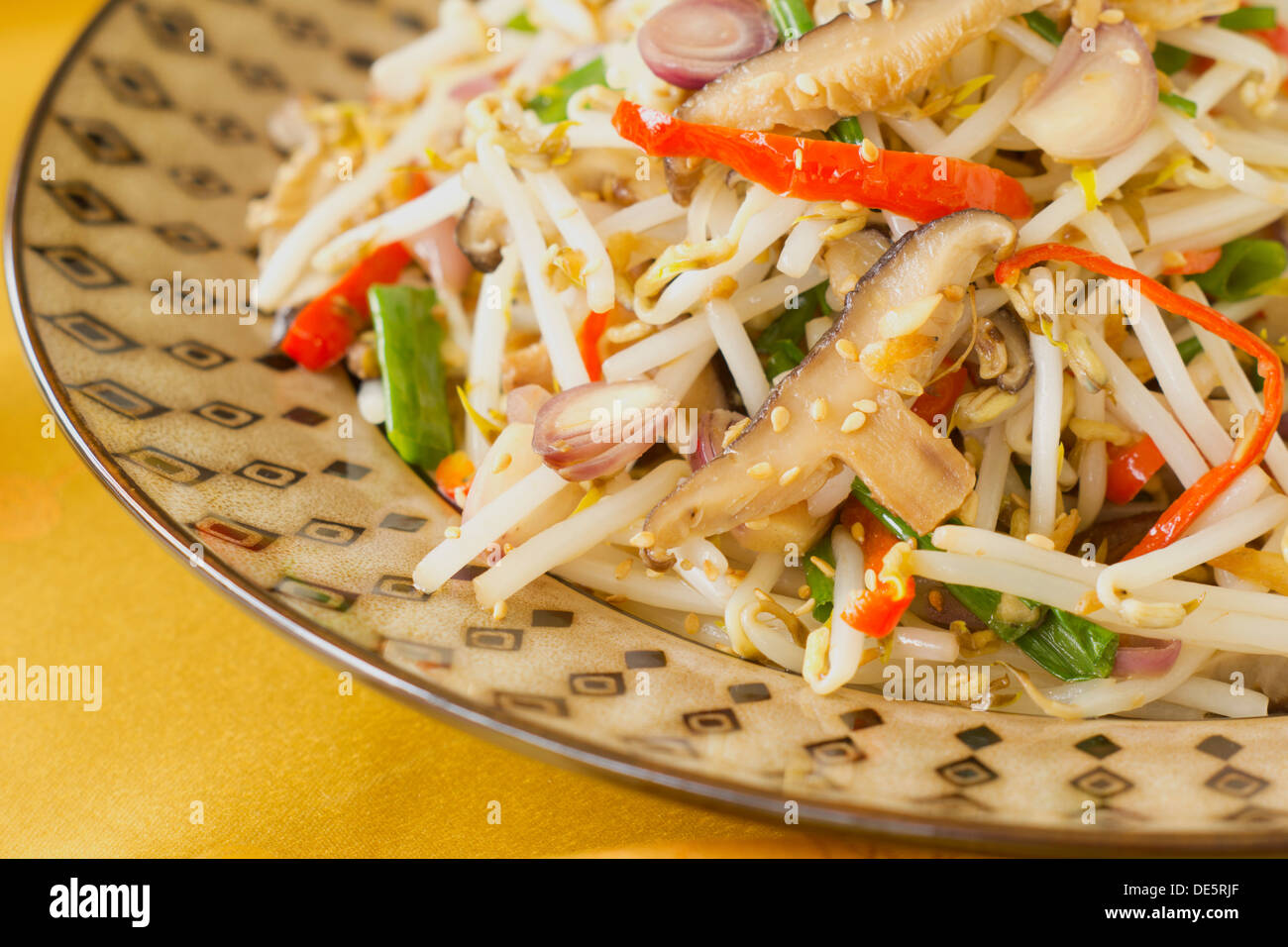 Stir Fried Mung Bean Sprouts w Dried Shrimps Non sharpen file Stock Photo