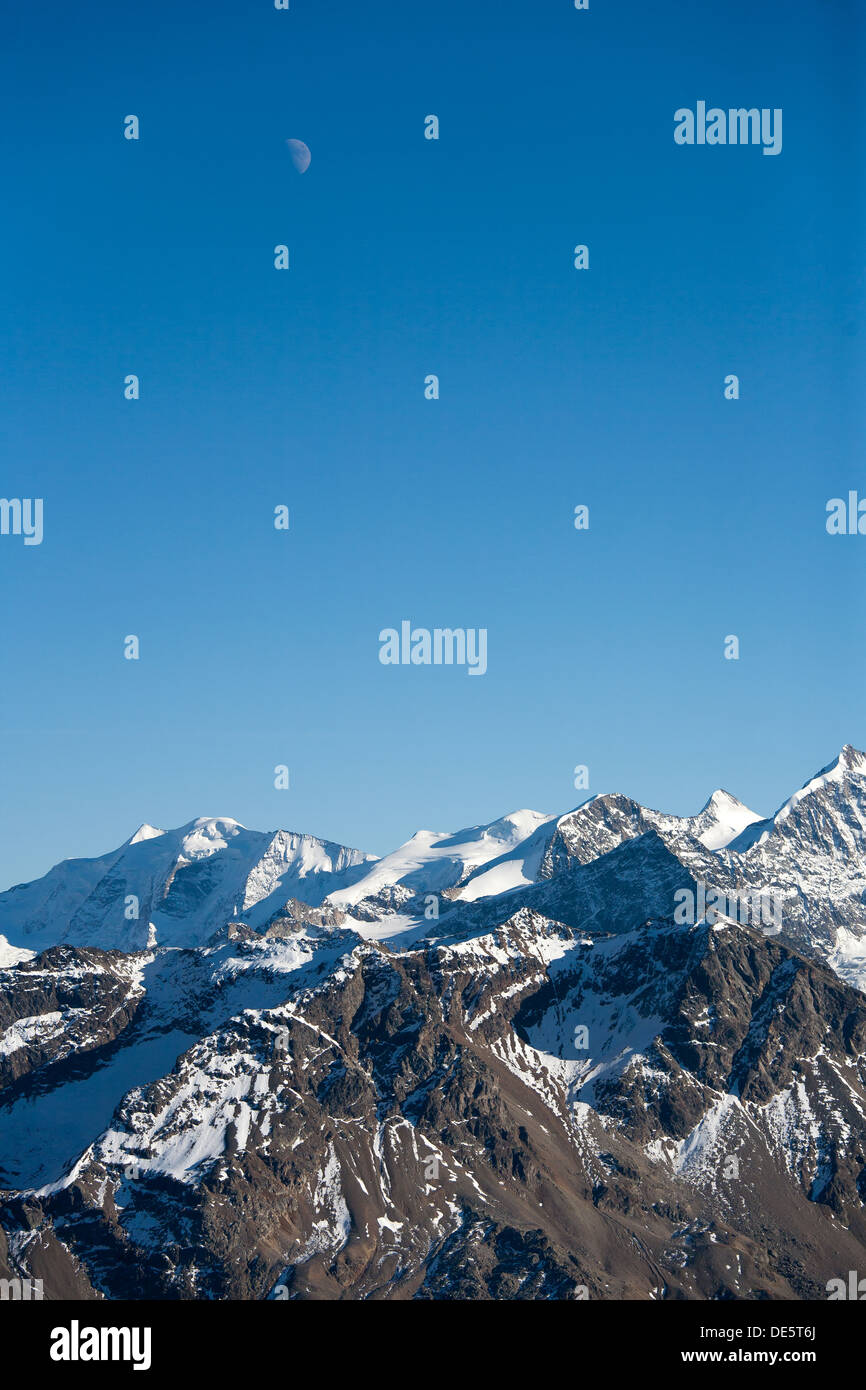 St. Moritz, Switzerland, view from the summit of Piz Nair ( 3057m ) towards Engadine South Stock Photo