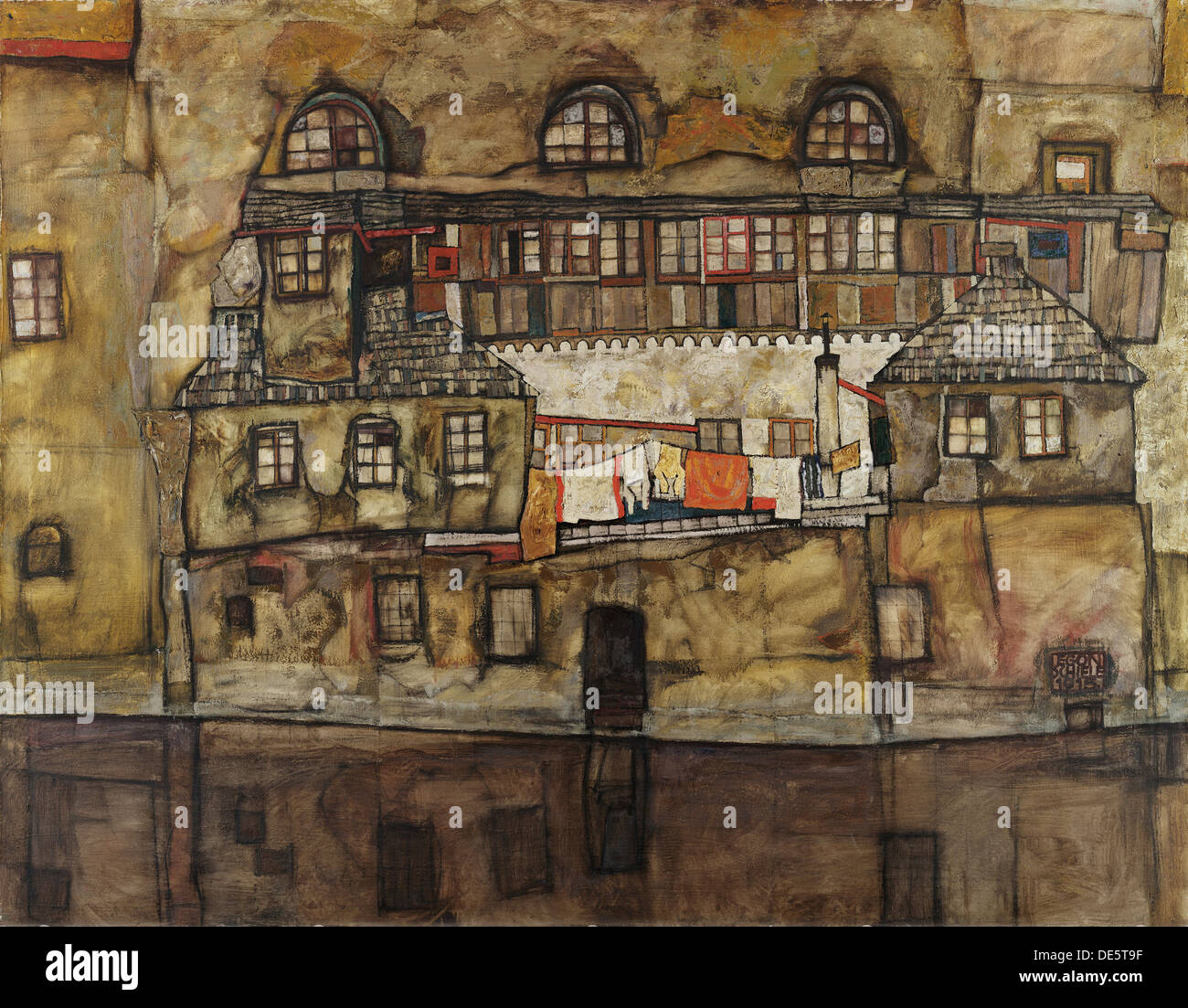 House Wall on the River, 1915. Artist: Schiele, Egon (1890–1918) Stock Photo
