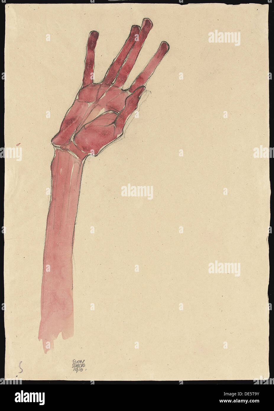 Raised red hand, 1910. Artist: Schiele, Egon (1890–1918) Stock Photo