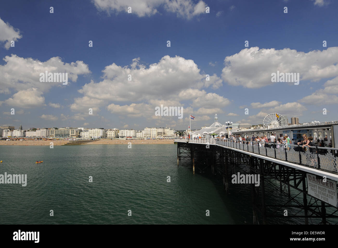 View back to the beach from Brighton Pier Brighton East Sussex England Stock Photo