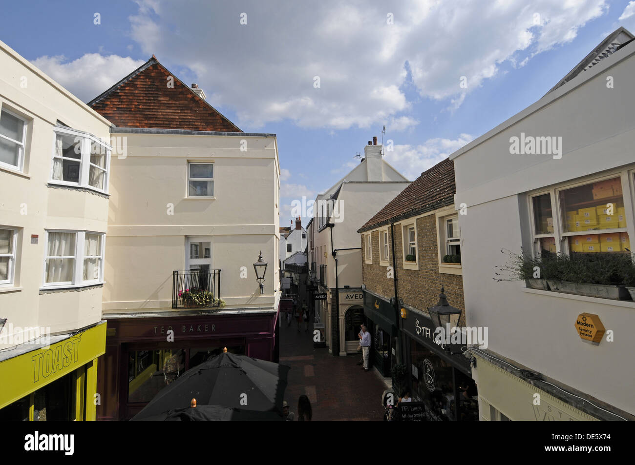 Shops and Café in Dukes Lane Brighton East Sussex England Stock Photo