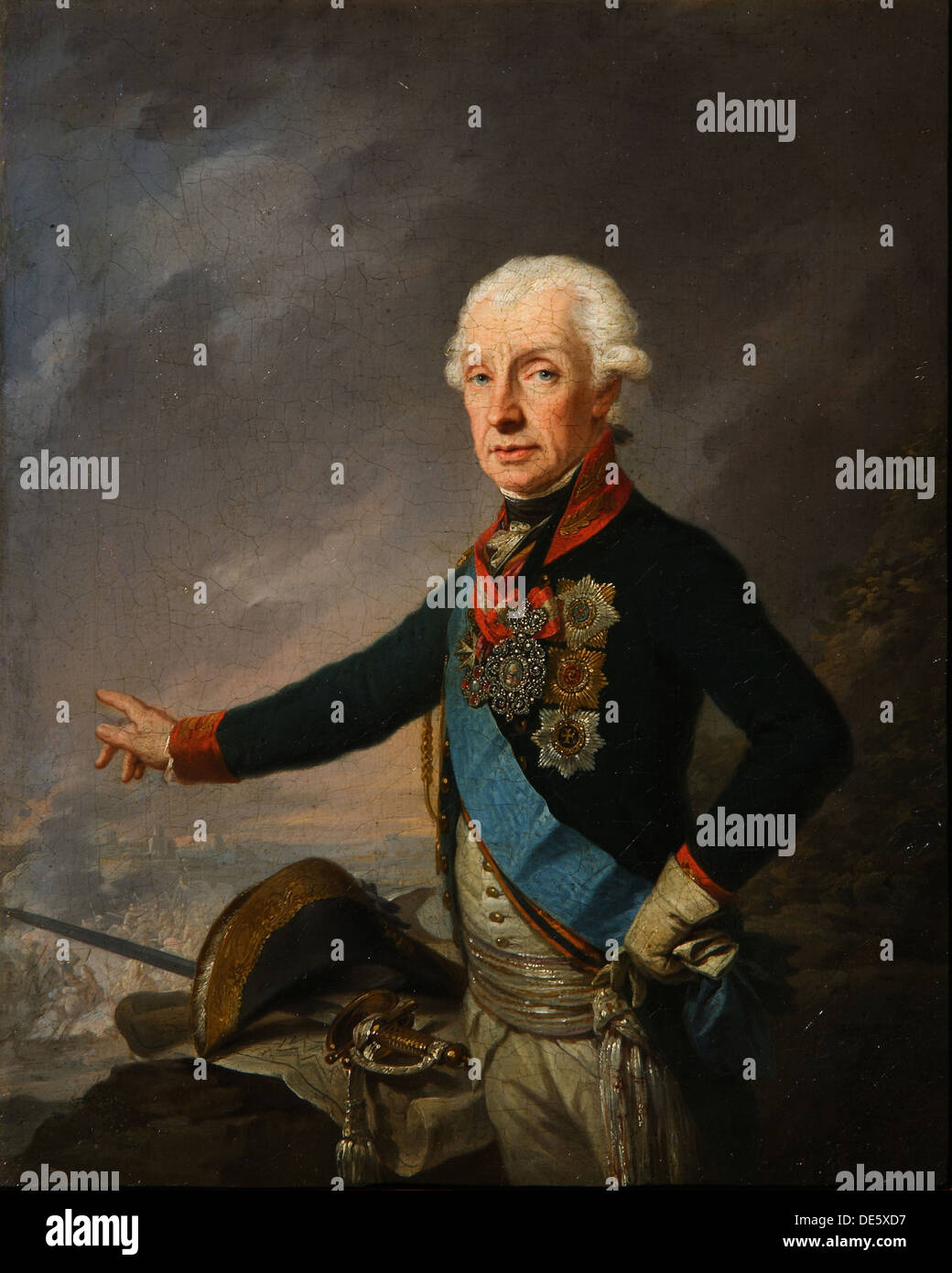 Portrait of Field Marshal Generalissimo Prince Alexander Suvorov (1729–1800), 1799. Artist: Kreuzinger, Josef (1757-1829) Stock Photo