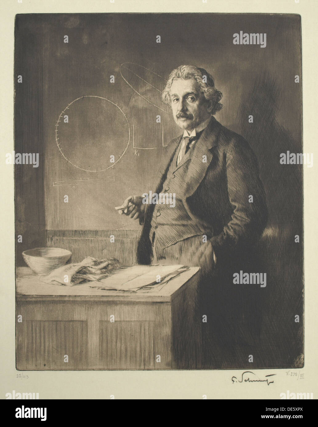 Portrait of Albert Einstein (1879-1955), 1921. Artist: Schmutzer, Ferdinand (1870-1928) Stock Photo