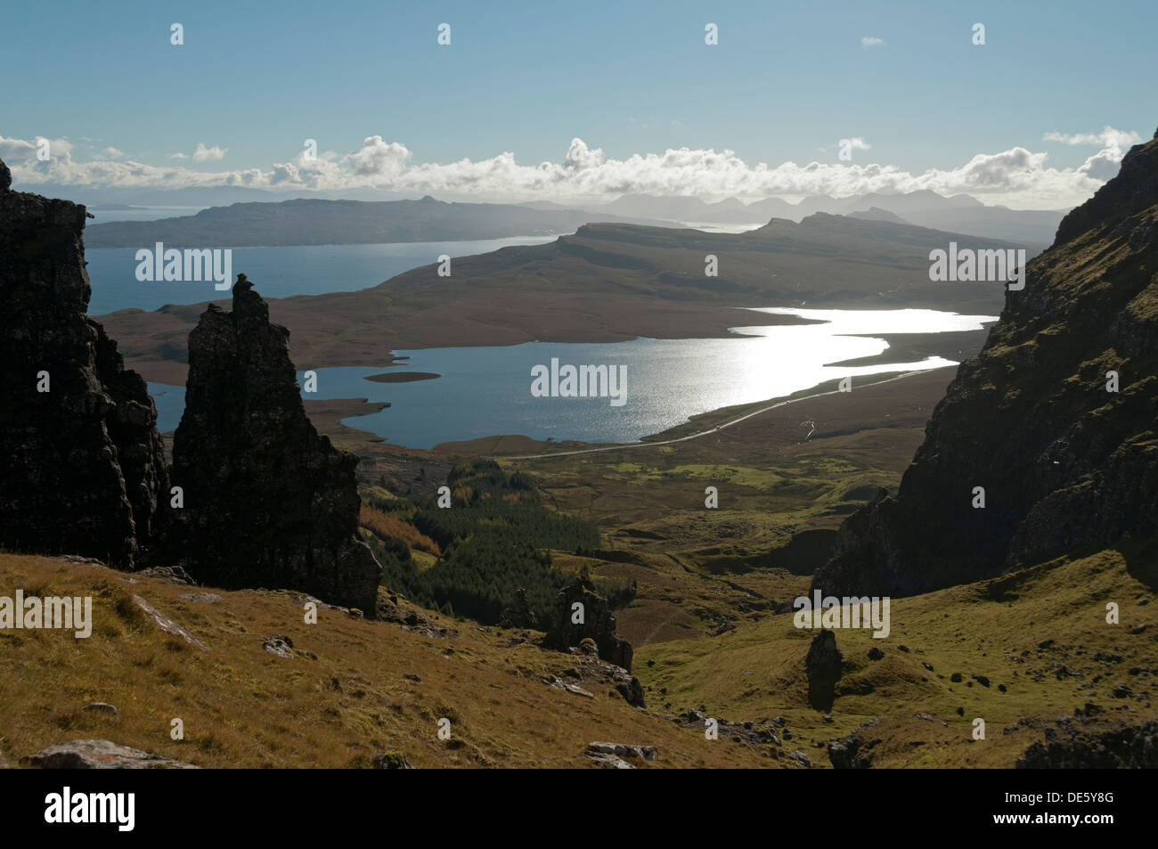 Loch Leathan from the Storr, Trotternish, Isle of Skye, Scotland, UK. Stock Photo