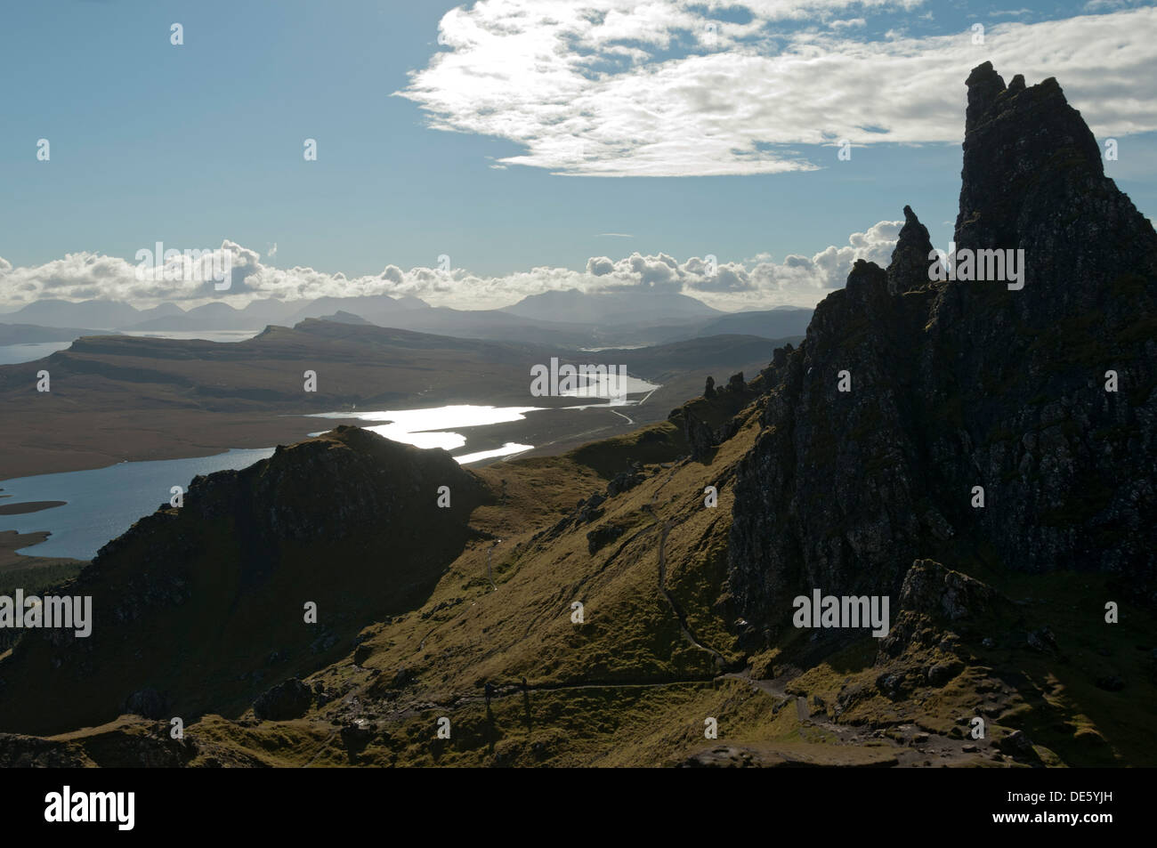Loch Leathan from the Storr, Trotternish, Isle of Skye, Scotland, UK. Stock Photo