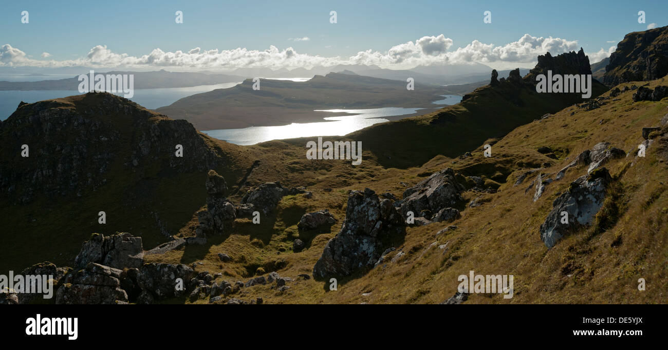 Loch Leathan from the Storr, Trotternish, Isle of Skye, Scotland, UK. Stock Photo