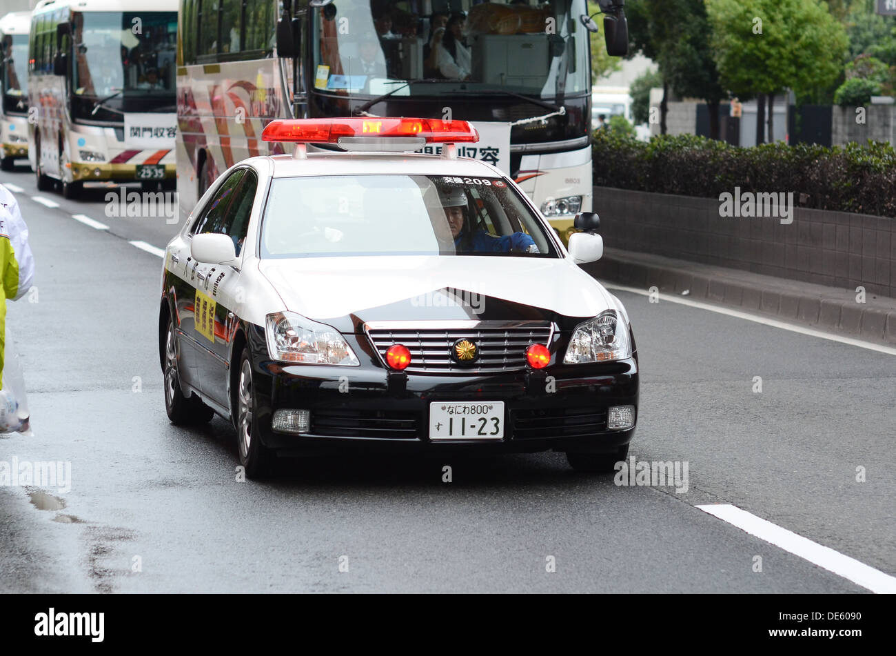 A police car in Osaka, Japan. Stock Photo