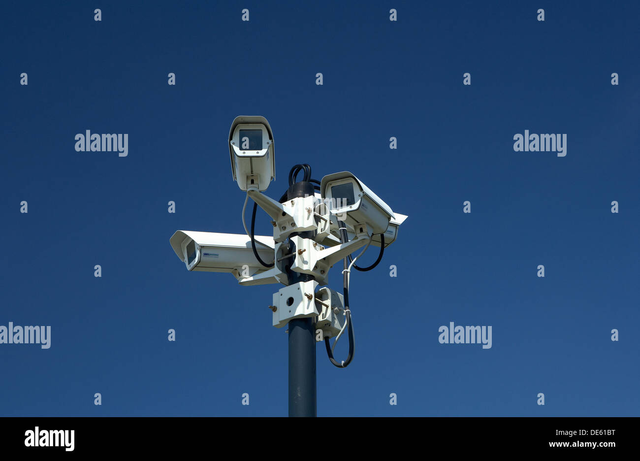 Schoenefeld, Germany, surveillance cameras at a Metallsaeule Stock
