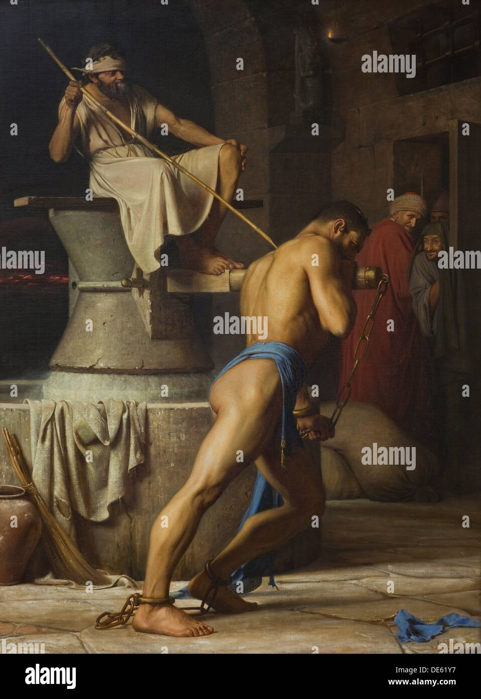 Samson and the Philistines, 1863. Artist: Bloch, Carl (1834-1890) Stock Photo