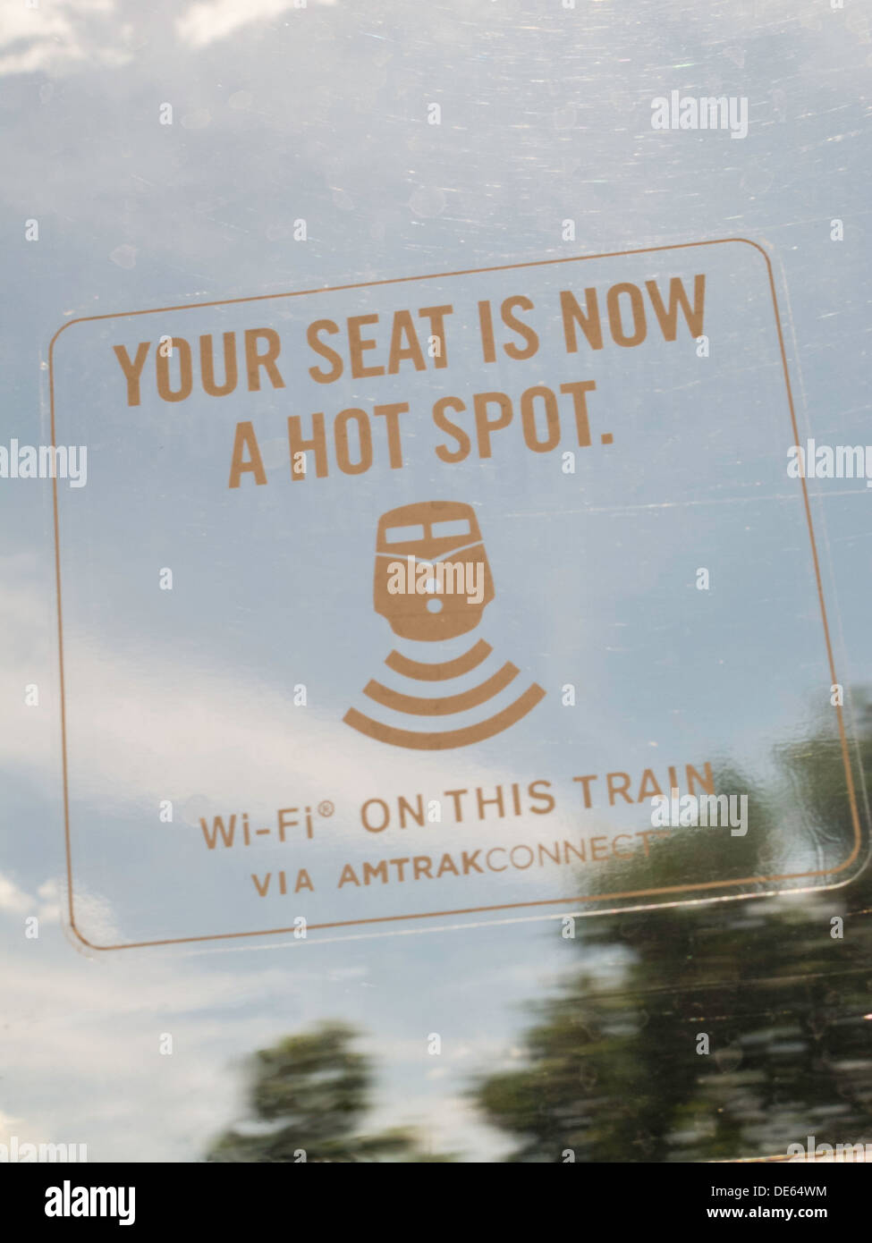 Amtrak Train WiFi Decal, USA Stock Photo