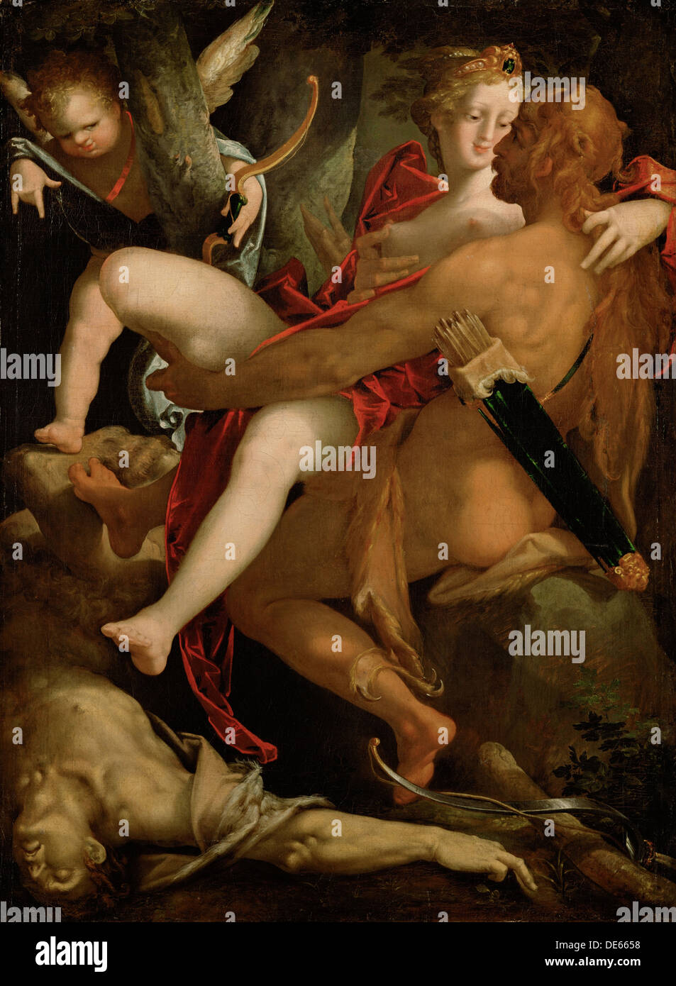 Hercules, Deianira and the Centaur Nessus, c. 1580. Artist: Spranger, Bartholomeus (1546-1611) Stock Photo