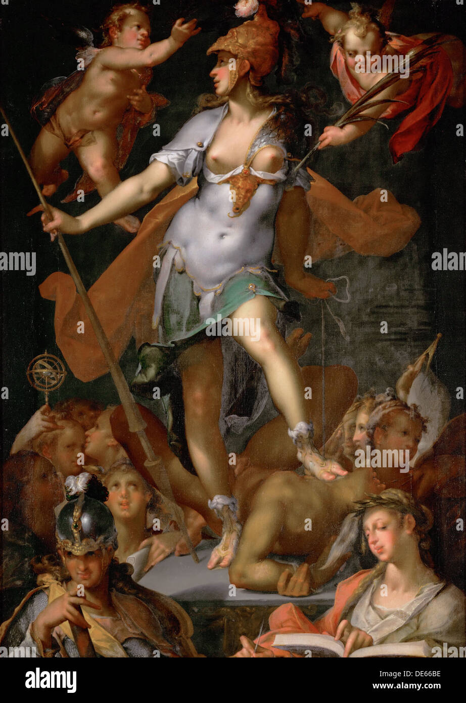 Minerva Victorious over Ignorance, ca 1591. Artist: Spranger, Bartholomeus (1546-1611) Stock Photo