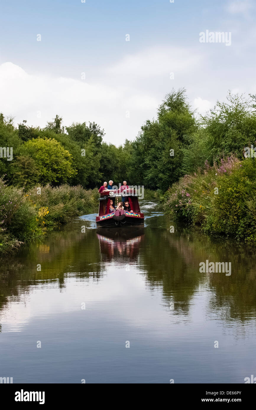Canal boat with day tripper passengers Stock Photo