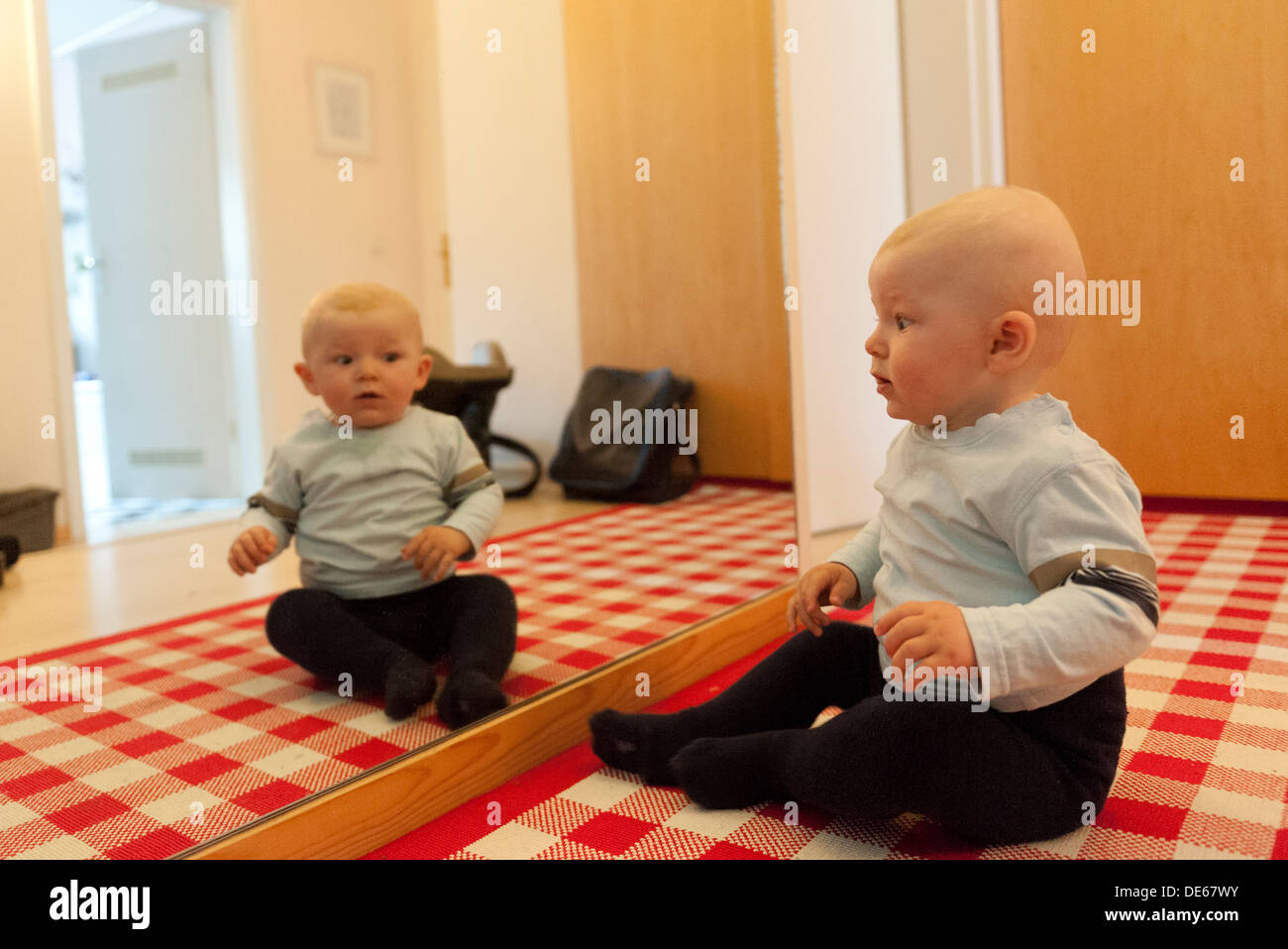 Baby in front of mirror cheap