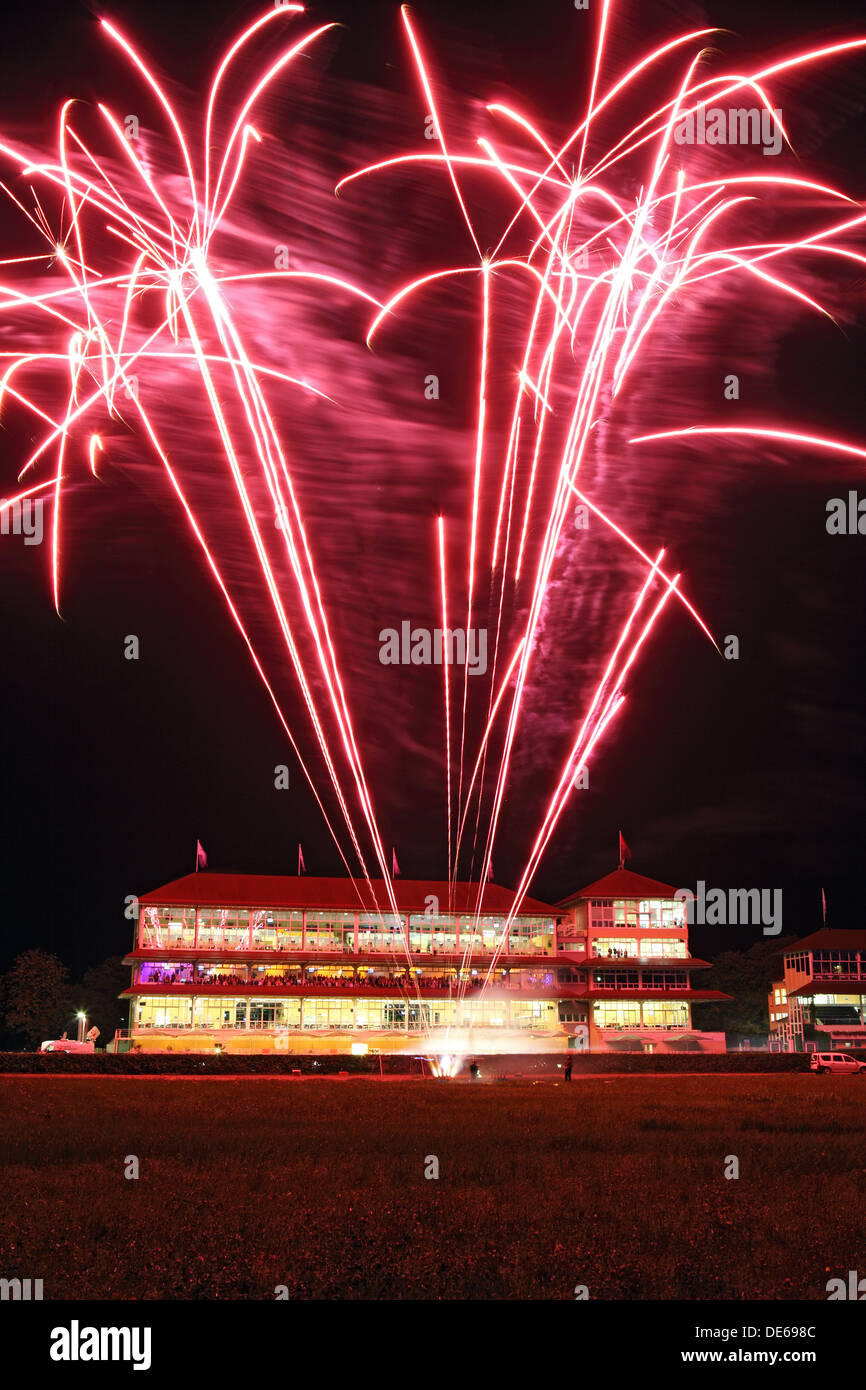 Iffezheim, Germany, fireworks before the grandstand the racecourse Stock Photo