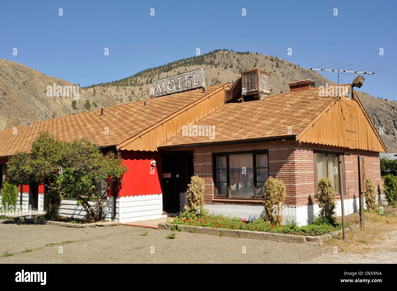 derelict motel, Spences Bridge, British Columbia, Canada Stock Photo