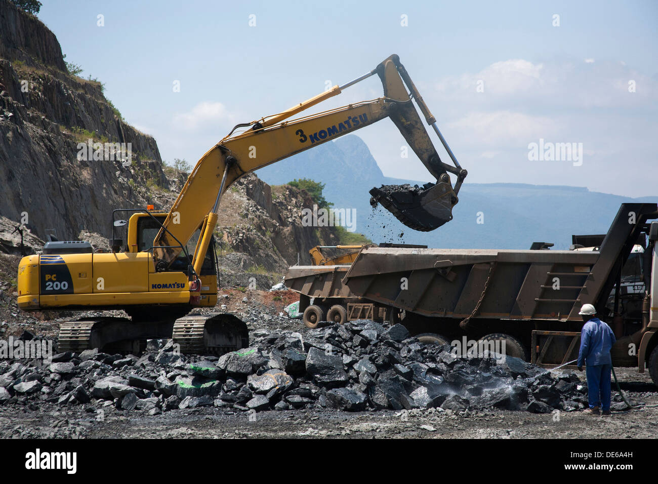 A truck being loaded with gold ore Stock Photo