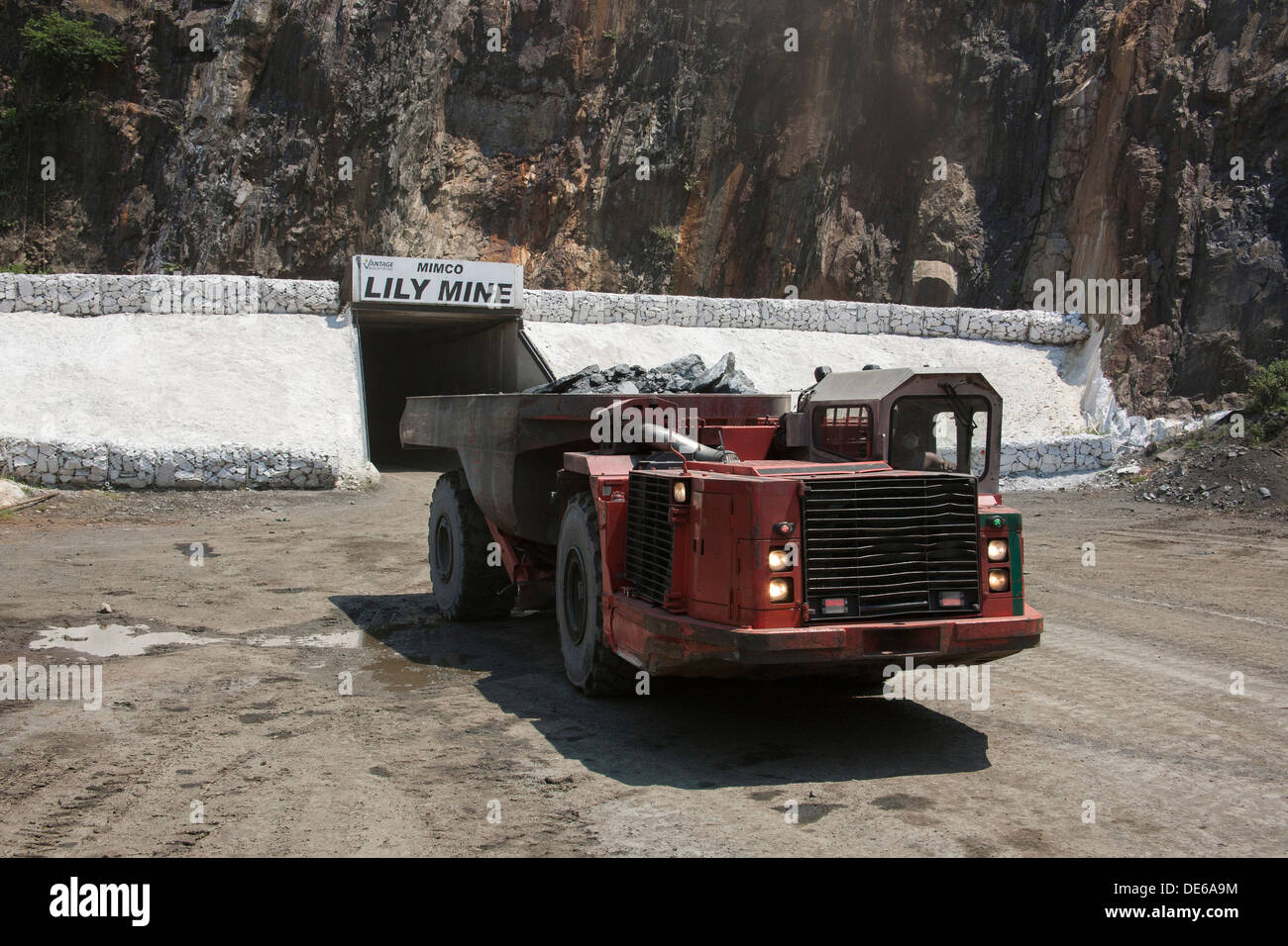 A heavy truck with raw gold ore Stock Photo