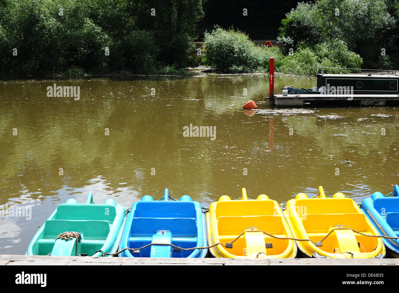 Pedals boats for hire on the River Dee, Chester. Stock Photo