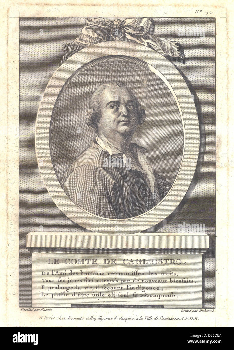 Count Alessandro di Cagliostro (1743-1795), 1781. Artist: Duhamel du Monceau, Henri-Louis (1700-1782) Stock Photo