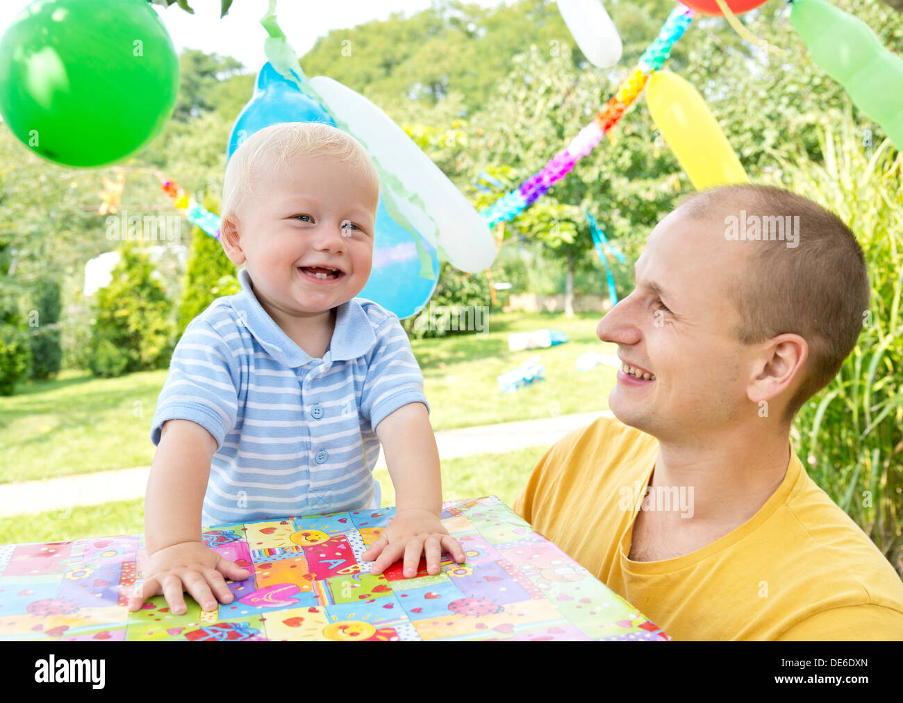 young family celebrated birthday Stock Photo