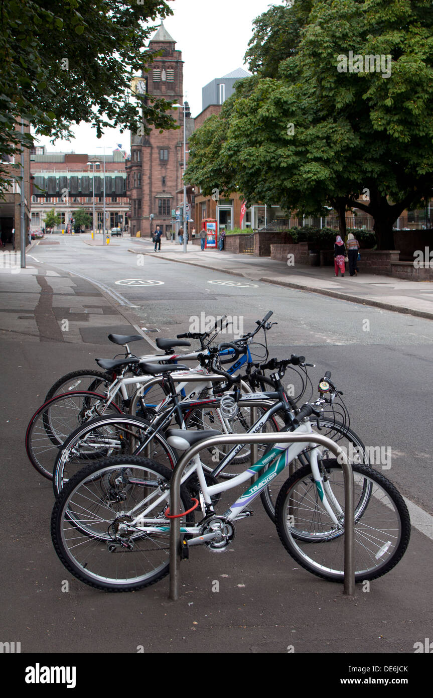 City centre bicycle racks, Coventry, UK Stock Photo Alamy