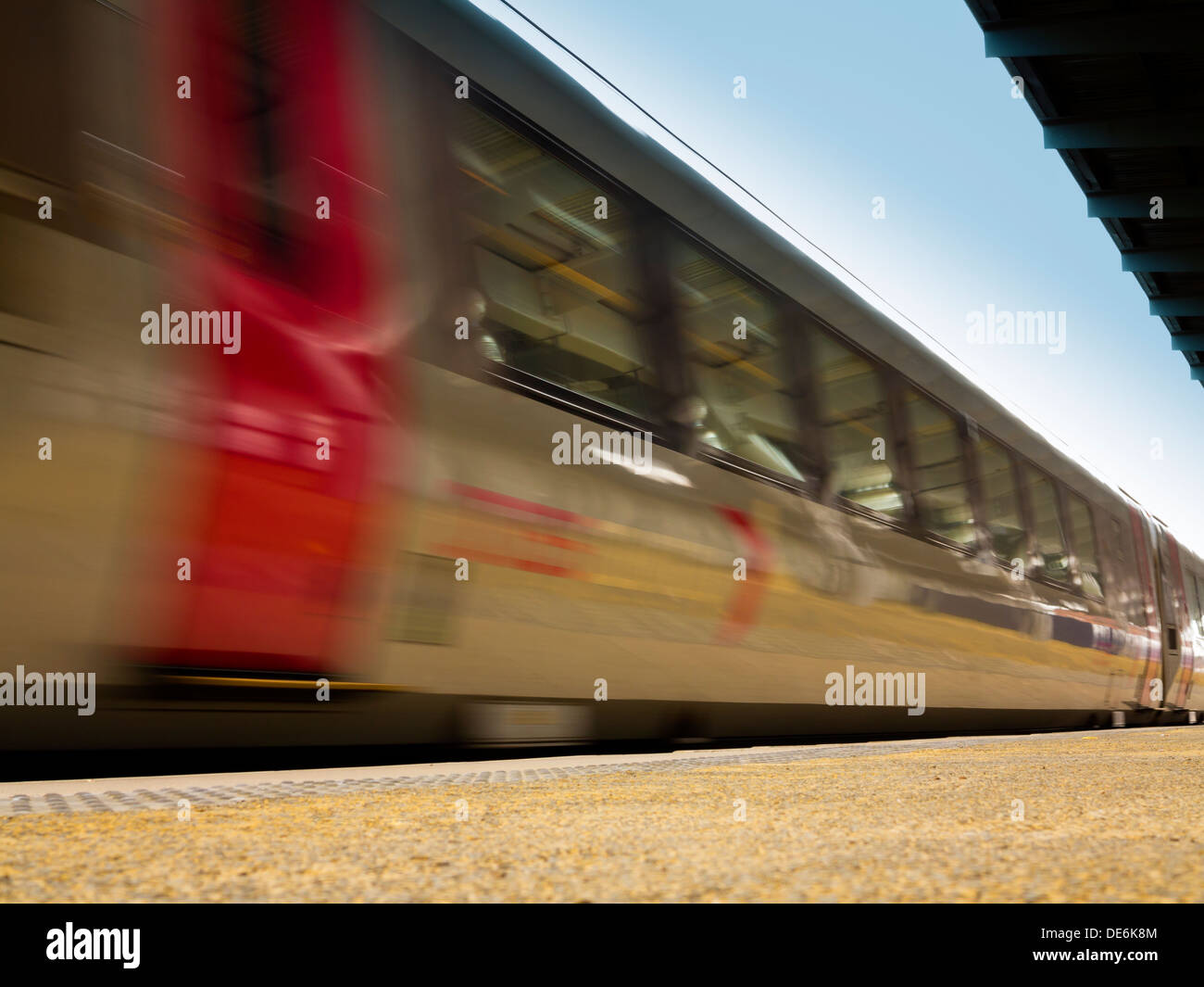 High speed cross country inter city railway train passing through Derby railway station England UK Stock Photo