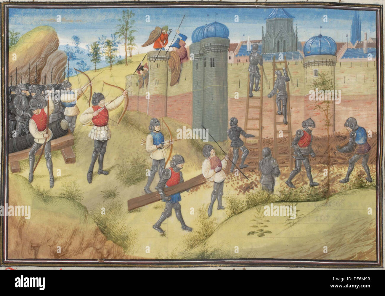 The Siege of Jerusalem, 1099. Miniature from the Historia by William of Tyre, 1460s. Artist: Anonymous Stock Photo
