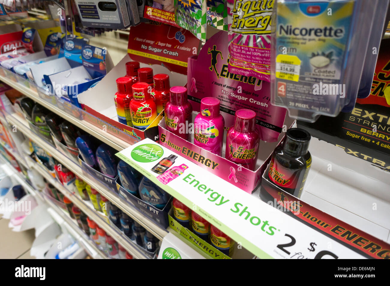 Five-Hour Energy in a convenience store in New York Stock Photo