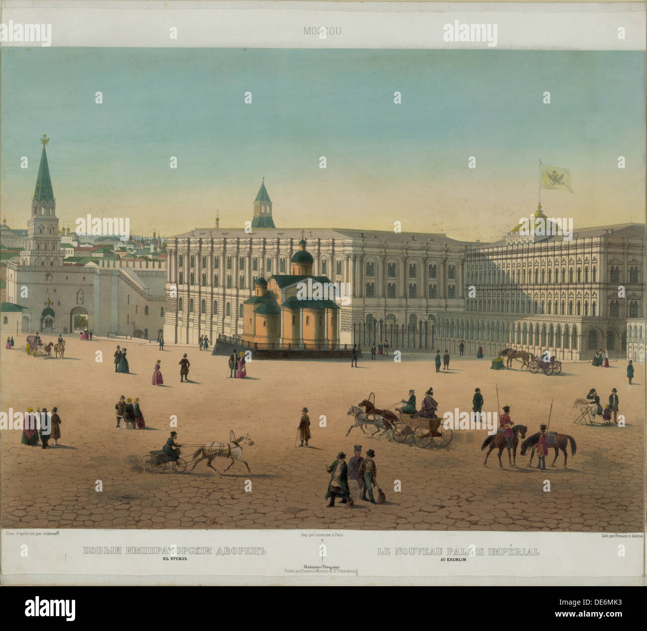 The Grand Kremlin Palace (from a panoramic view of Moscow in 10 parts), ca 1848. Artist: Benoist, Philippe (1813-after 1879) Stock Photo