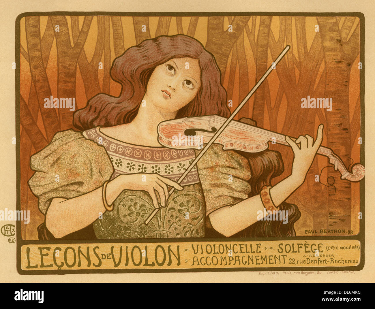 Leçons de Violon (Poster), 1898. Artist: Berthon, Paul (1872-1909) Stock Photo