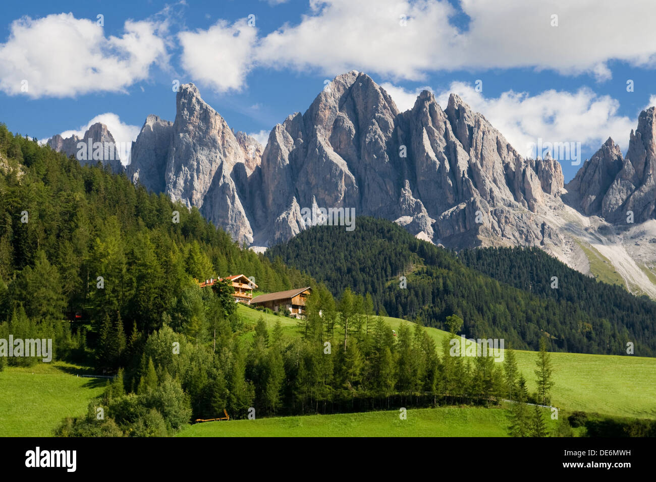Peaks of the Odle group in the South Tirol, Italy. Stock Photo