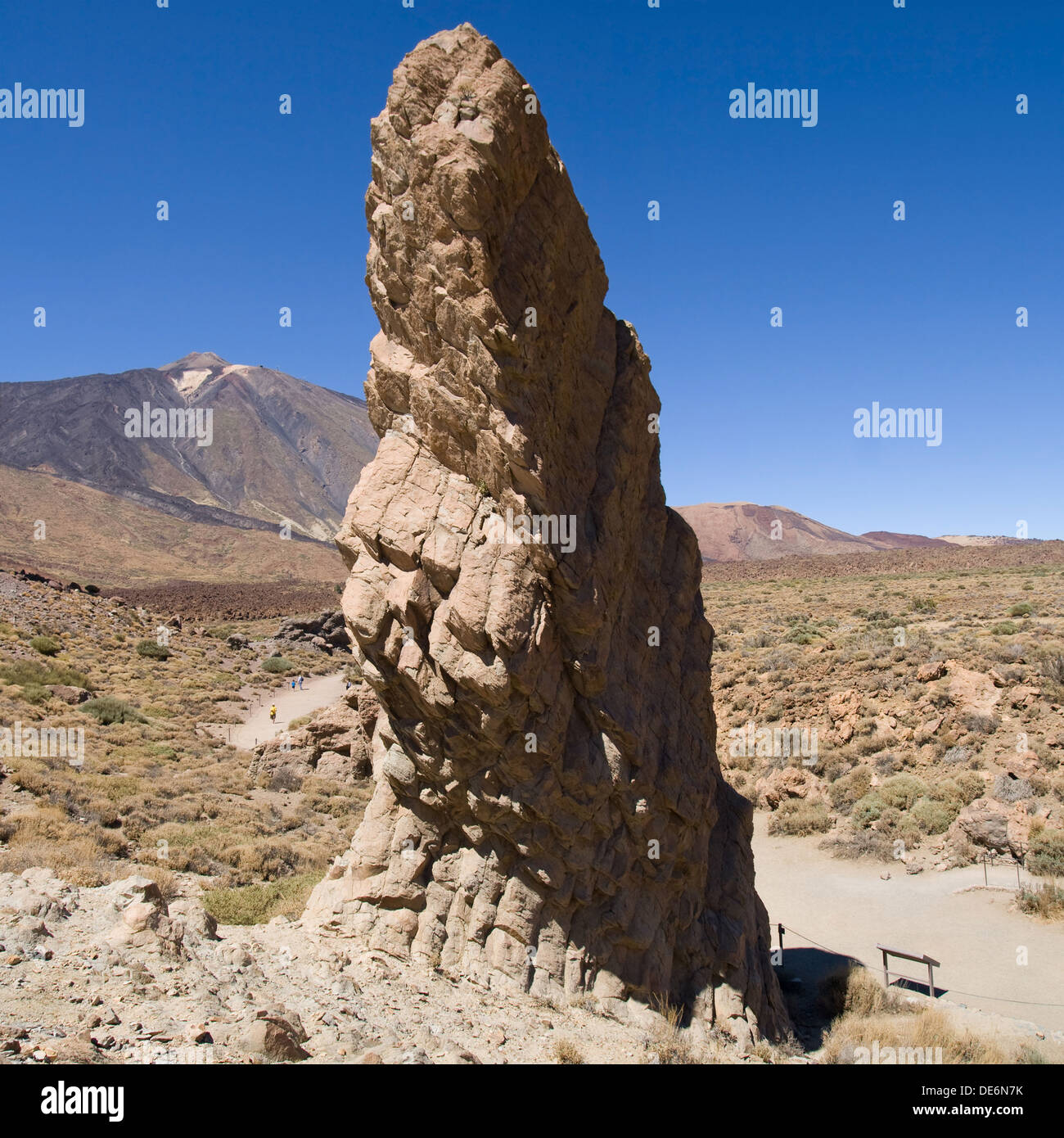 Large natural stone monolith in Canadas del Teide, Tenerife, Canary Islands. Stock Photo
