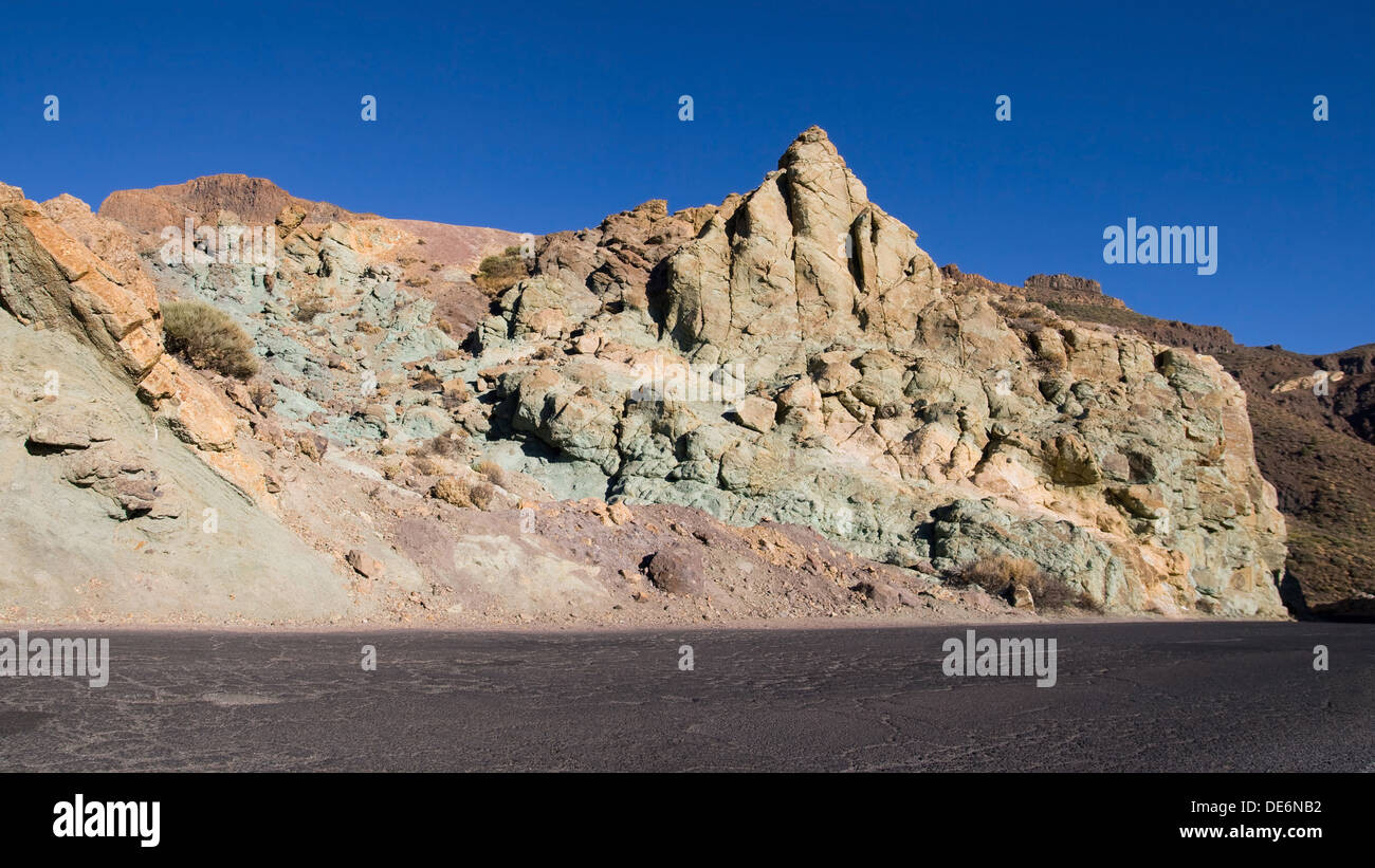 Hydrothermal formation of Los Azulejos (The Tiles) in the Teide National Park, Tenerife, Canary Islands. Stock Photo