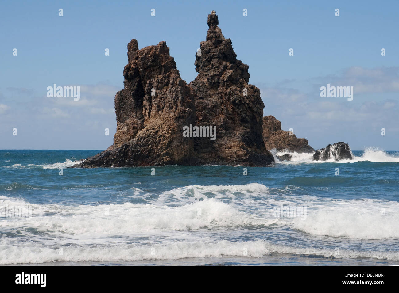 Roque de Benijo in the Anaga coast in Tenerife, Canary Islands. Stock Photo