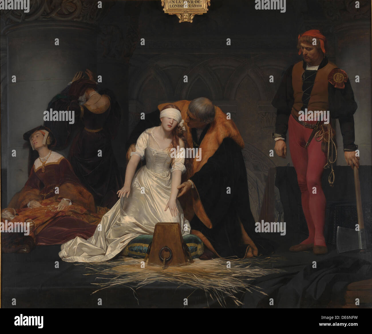The Execution of Lady Jane Grey, 1833. Artist: Delaroche, Paul Hippolyte (1797-1856) Stock Photo