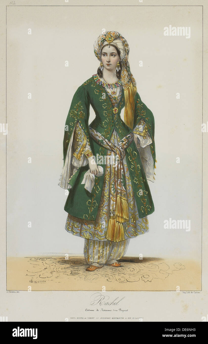 Élisa Rachel as Roxane in Bajazet by Racine, 1838. Artist: Devéria, Achille (1800-1857) Stock Photo